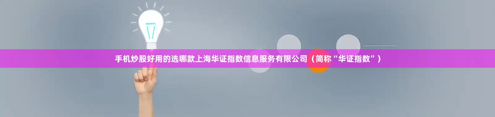 手机炒股好用的选哪款上海华证指数信息服务有限公司（简称“华证指数”）